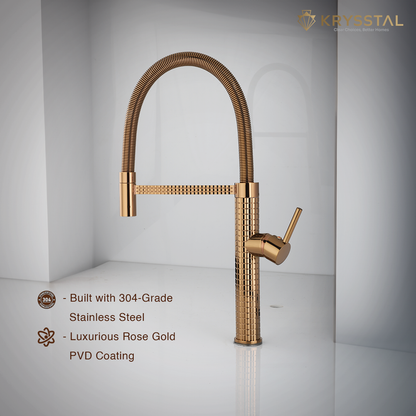 Regent Rose Gold Flexible Pull-out Kitchen Sink Mixer Tap