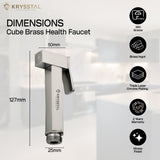 Cube Brass Health Faucet with dimensions and features