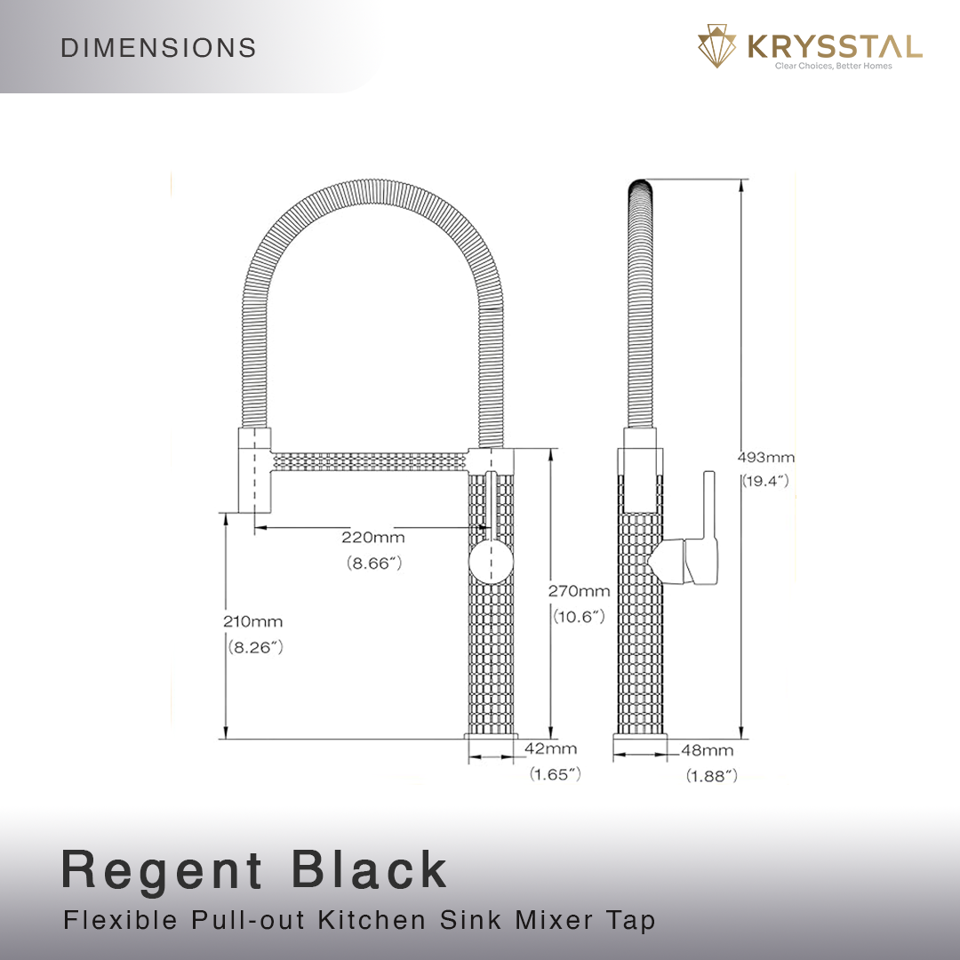 Regent Black Flexible Pull-out Kitchen Sink Mixer Tap