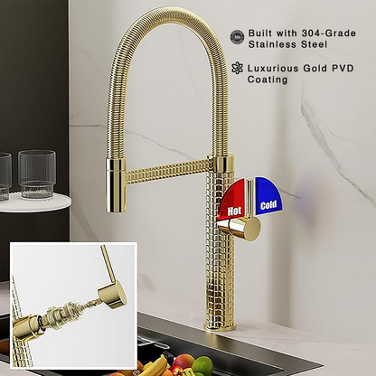 Regent Gold Flexible Pull-out Kitchen Sink Mixer Tap