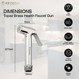 Krysstal Topaz Brass Health Faucet Gun with dimensions and features on a white background