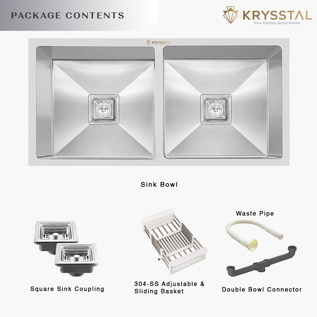 Handmade 304-SS Double Bowl (37 x 18 x 10 Inches) Kitchen Sink