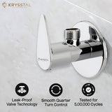 Durable chrome angle control valve with an ergonomic paddle handle, marketed with features like Leak-Proof Valve Technology and 500,000 cycle testing.