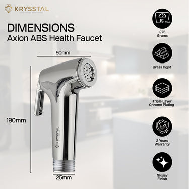 Axion ABS Health Faucet with dimensions and features