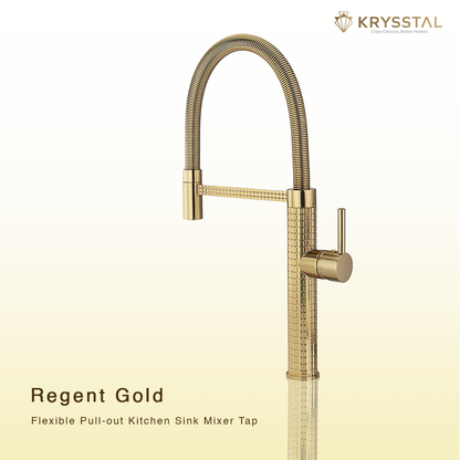 Regent Gold Flexible Pull-out Kitchen Sink Mixer Tap