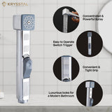 ABS Health Faucet Gun Showerhead with features highlighted on a bathroom background