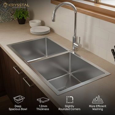 Handmade Nickle-Free SS Double Bowl (37 x 18 x 10 inches) Kitchen Sink
