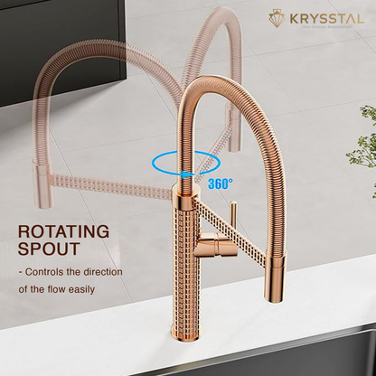 Regent Rose Gold Flexible Pull-out Kitchen Sink Mixer Tap