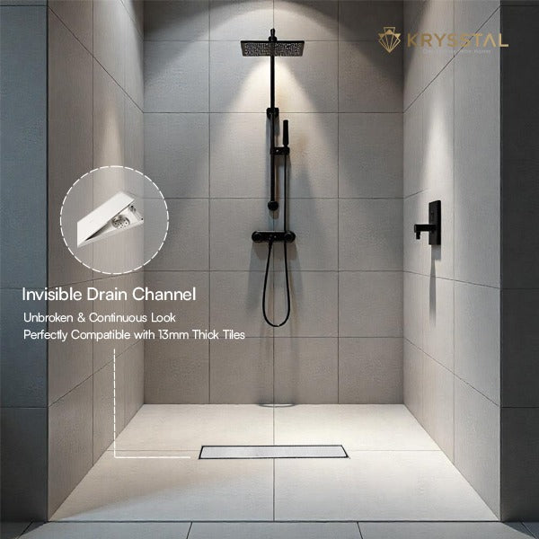 Tile-Insert 304-SS (12"x 4") Shower Drain Channel with Advanced Cockroach Trap