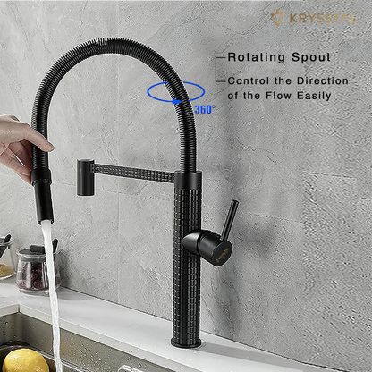 Regent Black Flexible Pull-out Kitchen Sink Mixer Tap