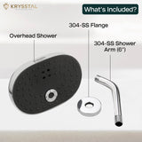 Overhead Shower with SS Flange and SS Shower Arm (6") components included with labeled parts on a white background