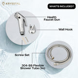 Health faucet gun set with wall hook, screw set and flexible shower tube.