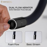 A handheld aerator with dual flow features like foam flow & basic stream is shows on the white transparent background