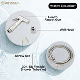 Health faucet gun set with wall hook, screw set and flexible shower tube.