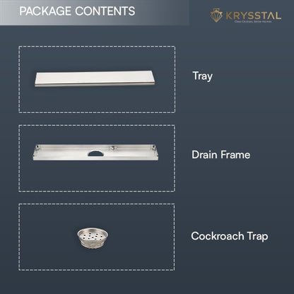 Tile-Insert 304-SS (24"x 4") Shower Drain Channel with Advanced Cockroach Trap