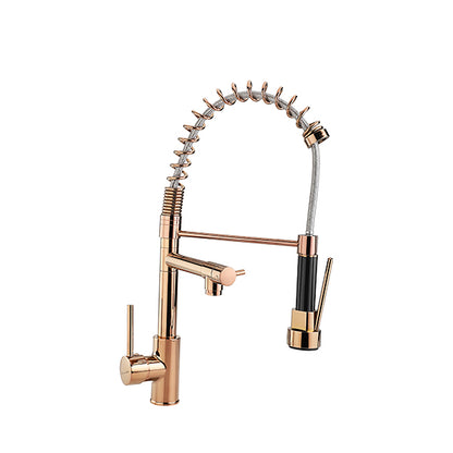 Imperial Rose Gold Double Outlet Pull-out Kitchen Sink Mixer Tap