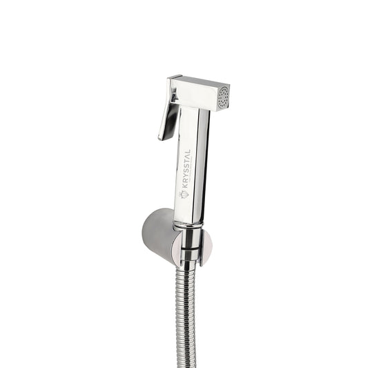 Cube Brass Health Faucet with 304-SS Shower Tube (1m) & Wall Hook