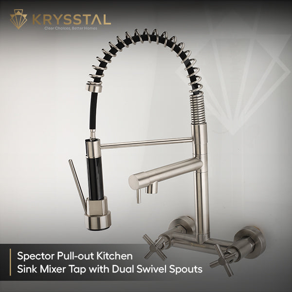 Spector Pull-out Kitchen Sink Mixer Tap with Dual Swivel Spouts