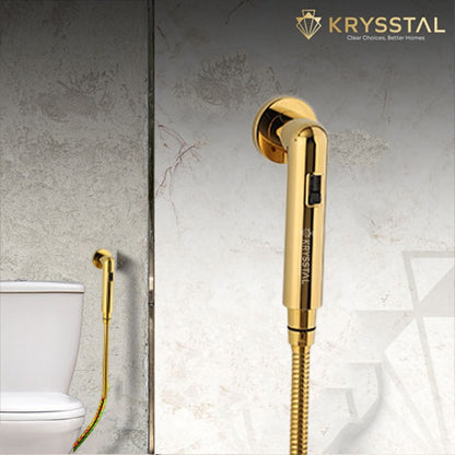 Gold Magnetic ABS Health Faucet with 304-SS Shower Tube (1m) & No-Drill Wall Hook