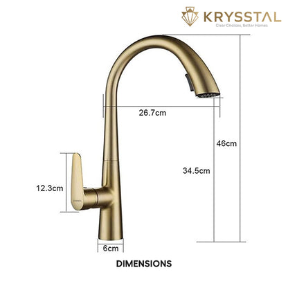 Hydros Gold Pull-out Kitchen Sink Mixer Tap with Dual Flow