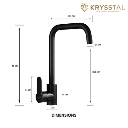 Rivera Black Kitchen Sink Mixer Tap with L-Bend Swivel Spout