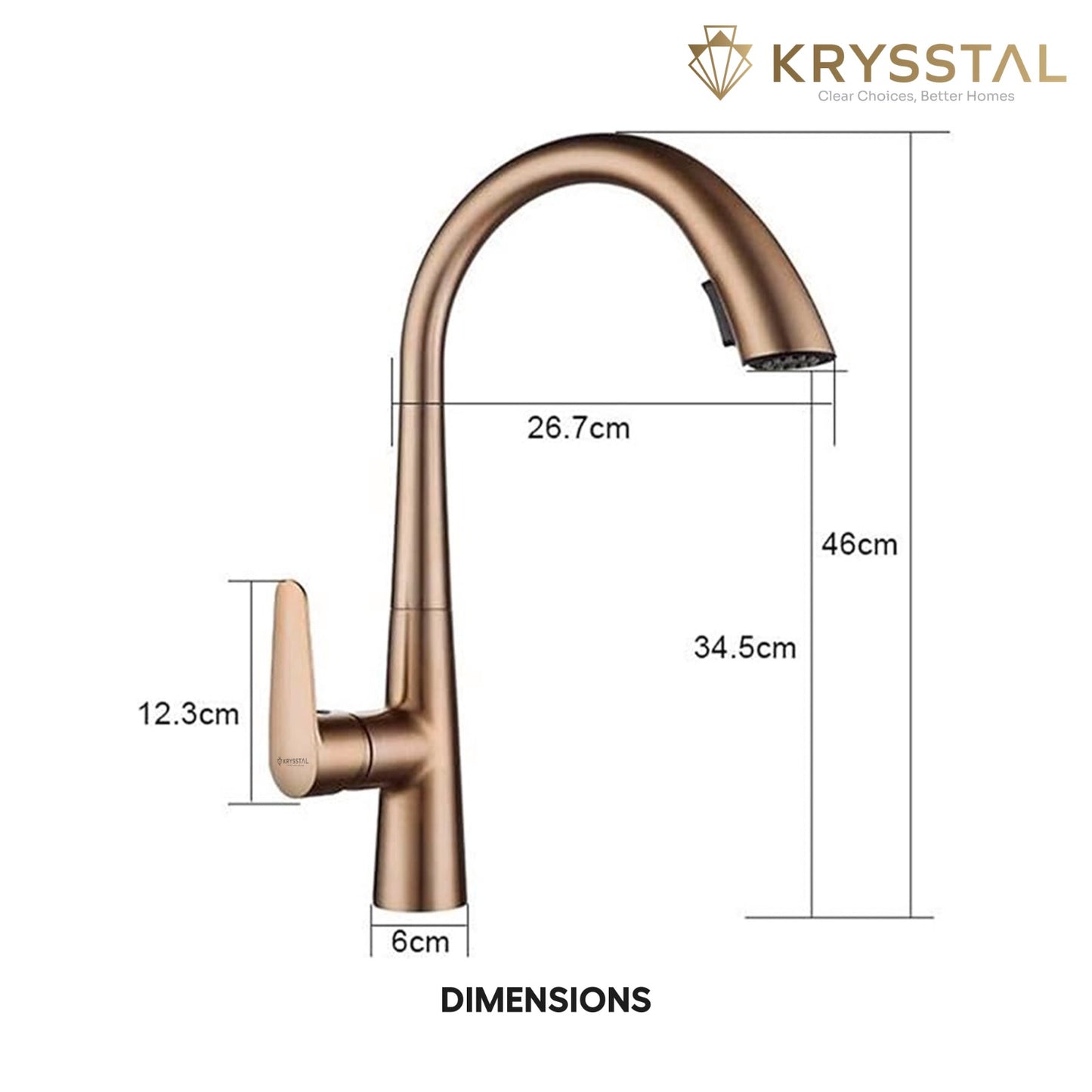 Hydros Rose Gold Pull-out Kitchen Sink Mixer Tap with Dual Flow