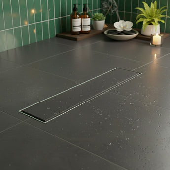 Tile-Insert 304-SS (18"x 4") Shower Drain Channel with Advanced Cockroach Trap - Side Hole