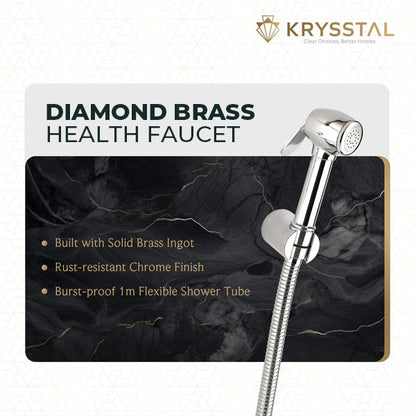 Diamond Brass Health Faucet with 304-SS Shower Tube (1m) & Wall Hook