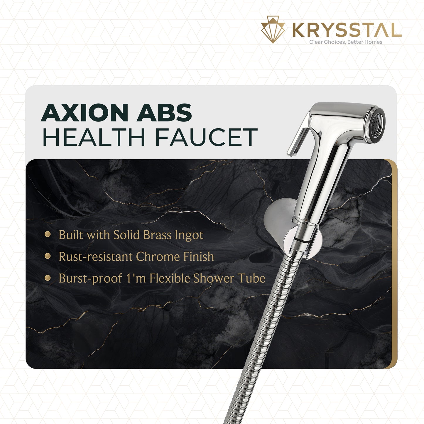 Axion ABS Health Faucet with 304-SS Shower Tube (1m) & Wall Hook