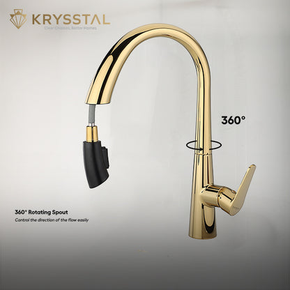 Hydros Gold Pull-out Kitchen Sink Mixer Tap with Dual Flow