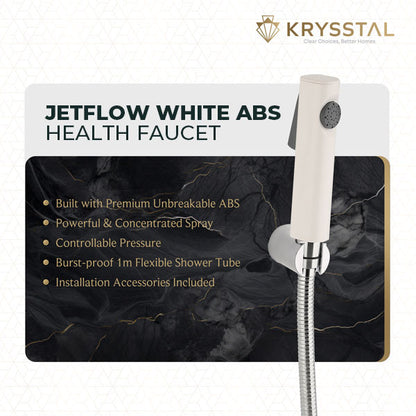 Jetflow White ABS Health Faucet with 304-SS Shower Tube (1m) & Wall Hook