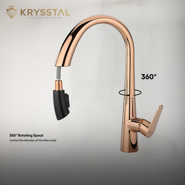 Hydros Rose Gold Pull-out Kitchen Sink Mixer Tap with Dual Flow