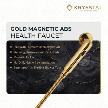 Gold Magnetic ABS Health Faucet with 304-SS Shower Tube (1m) & No-Drill Wall Hook