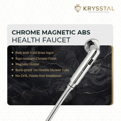 Chrome Magnetic ABS Health Faucet with 304-SS Shower Tube (1m) & No-Drill Wall Hook