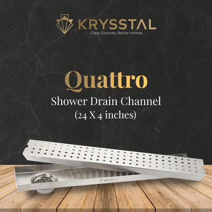 Quattro 304-SS (24"x 4") Shower Drain Channel with Cockroach Trap