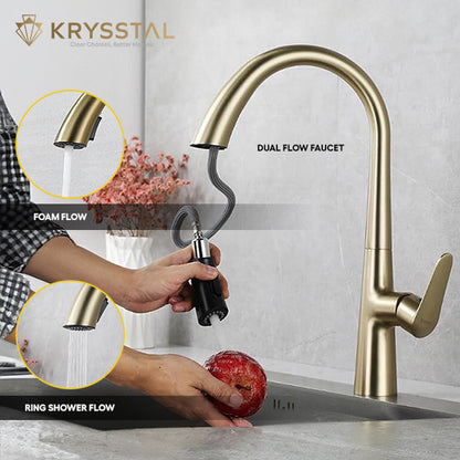 Hydros Gold Pull-out Kitchen Sink Mixer Tap with Dual Flow