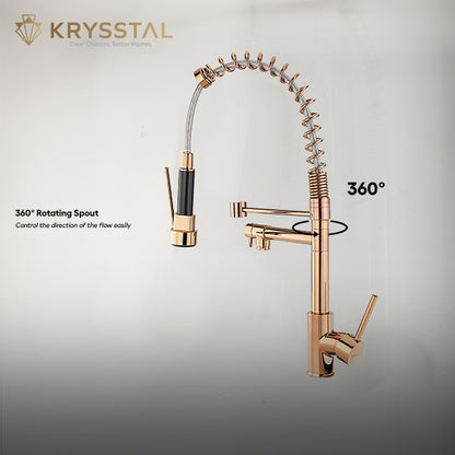 Imperial Rose Gold Double Outlet Pull-out Kitchen Sink Mixer Tap