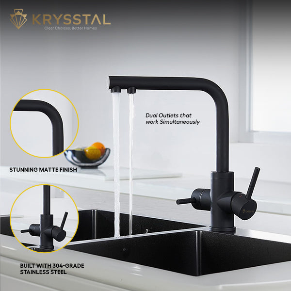 Aquify Black 2-in-1 Kitchen Sink Mixer Faucet with RO Tap