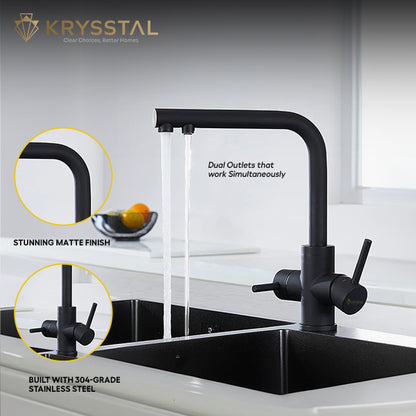 Aquify Black 2-in-1 Kitchen Sink Mixer Faucet with RO Tap