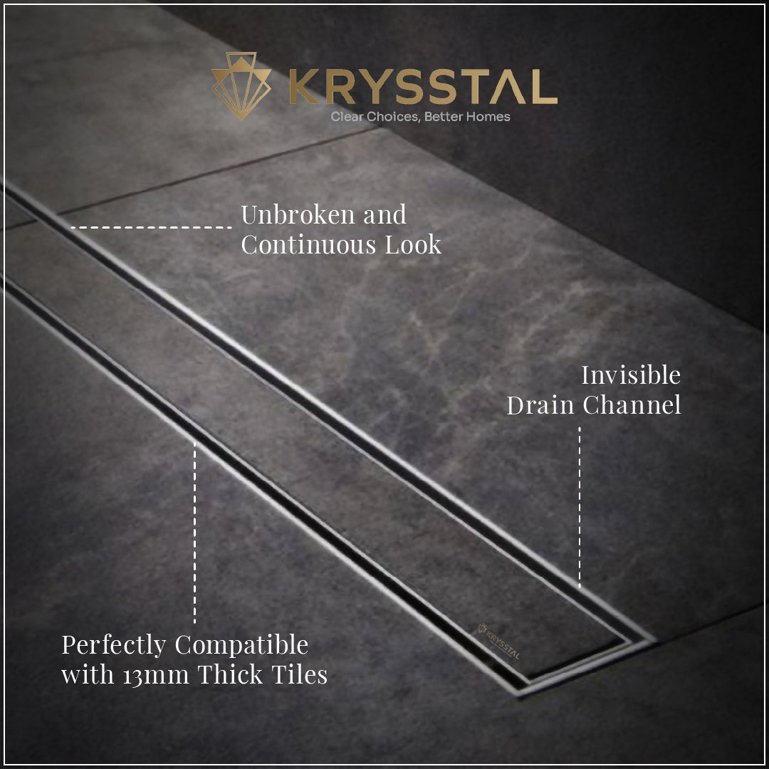 Tile-Insert 304-SS (24"x 4") Shower Drain Channel with Cockroach Trap