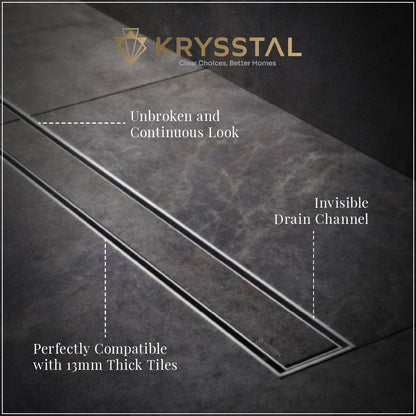 Tile-Insert 304-SS (24"x 4") Shower Drain Channel with Cockroach Trap