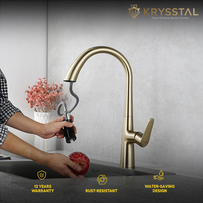 Hydros Gold Pull-out Kitchen Sink Mixer Tap with Dual Flow