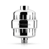 A hard water filter for shower & tap devices with the brand name 'KRYSSTAL' visible on it.