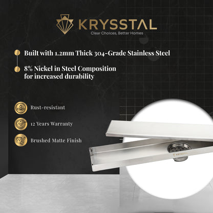 Tile-Insert 304-SS (24"x 4") Shower Drain Channel with Cockroach Trap
