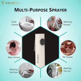 ABS Health Faucet Gun multi-purpose sprayer with usage scenarios on a light blue background