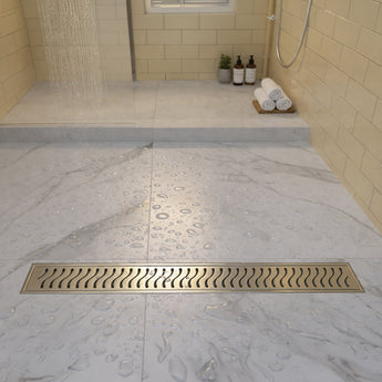 Ripple 304-SS (48"x 4") Shower Drain Channel with Cockroach Trap - Side Hole