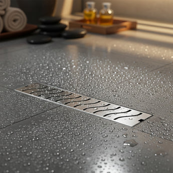 Ripple 304-SS (18"x 4") Shower Drain Channel with Cockroach Trap - Side Hole