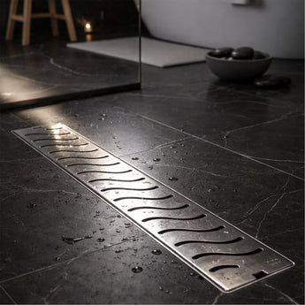 Ripple 304-SS (24"x 4") Shower Drain Channel with Cockroach Trap - Side Hole