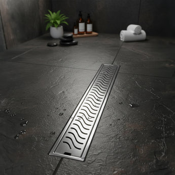 Ripple 304-SS (36"x 4") Shower Drain Channel with Cockroach Trap - Side Hole
