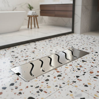 Ripple 304-SS (12"x 4") Shower Drain Channel with Cockroach Trap - Center Hole